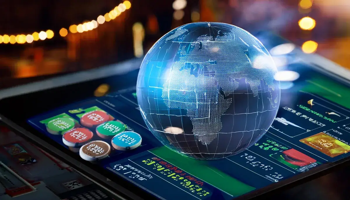 Tablet with a glowing globe interface for the Skyexchange cookie policy